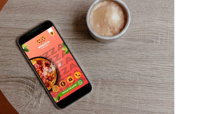 Vou criar seu cartão de visitas interativo para pizzaria Entonz Freelancer